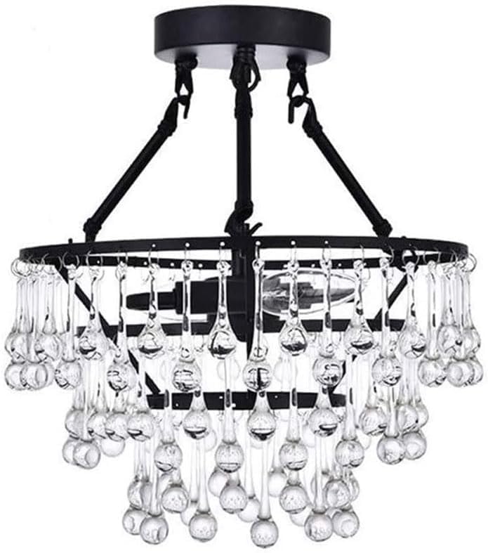 Lustres noirs avec structure en fer et diffuseurs en cristal géométrique