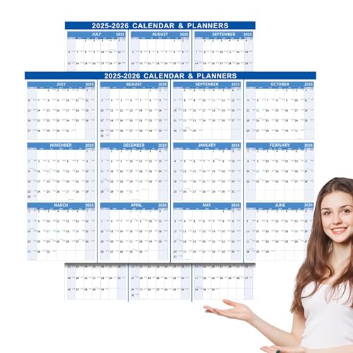 Calendario de pared de borrado en seco mensual planificador anual laminado para hogar