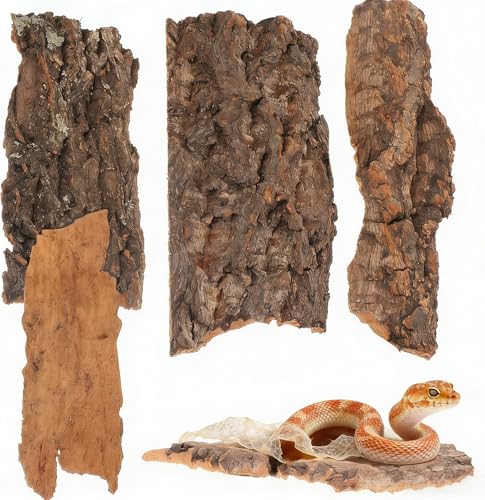 Image of Cork Bark for Reptiles, 4PCS Cork Terrarium Background, Pet Reptile Bark Bearded Dragon Tank Accessories for Bearded Dragon Lizard Geckos Tortoise, 3.2 to 5.5Inch