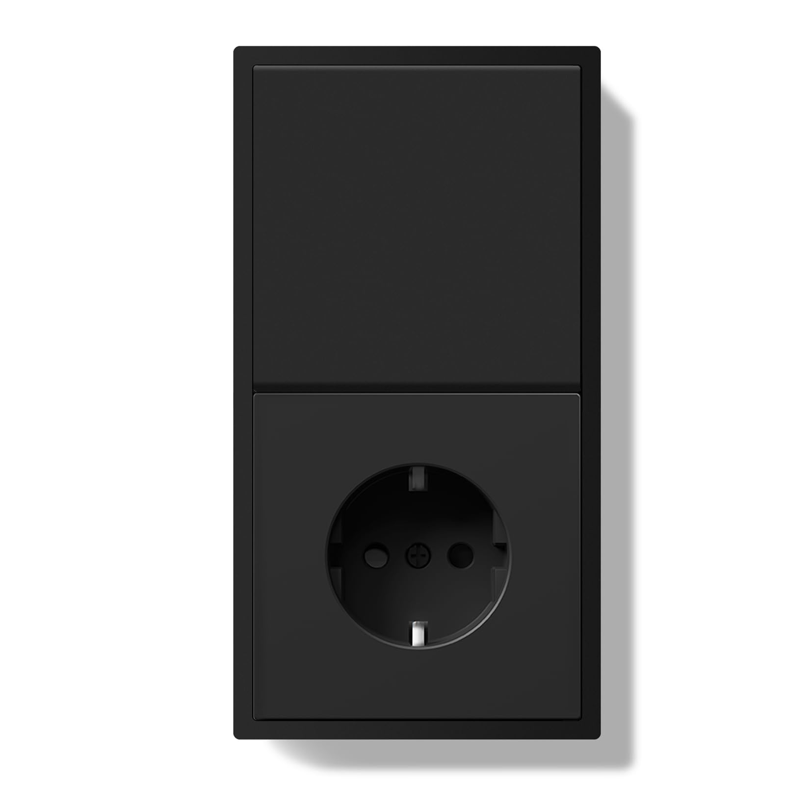 BSEED Lichtschalter mit Steckdose 1 Fach 1 Weg Unterputz, Modern Wandschalter Schuko Steckdose mit PC Rahmen, Lichtschalter mit Kabelklemmen und Krallen, Schwarz