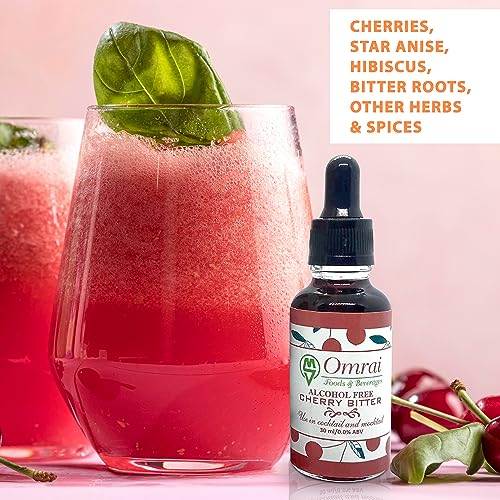 Image of Omrai Foods Cherry Bitter for Cocktails & Mocktails, 30ml Non-Alcoholic Botanical Bitters | Natural Spice Flavor Enhancer Ideal for Old Fashioned, Negroni, Manhattan, Martini & Gin Tonic