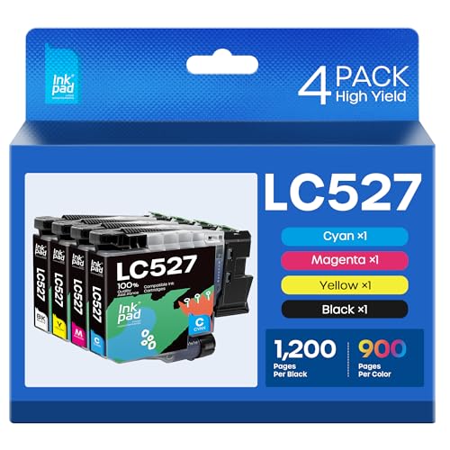 iNKPAD LC527 Cartuchos de impresora compatibles con Brother LC527 LC527VAL LC527XL Cartuchos para Brother MFC J4350DW MFC J4550DW (4 unidades)