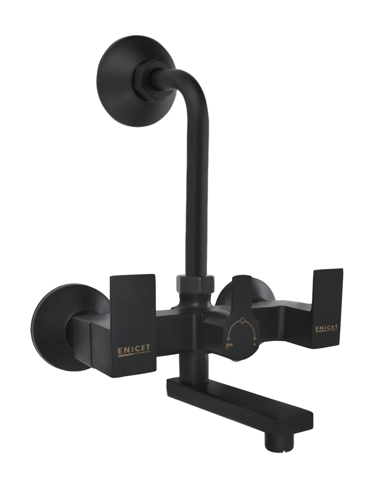 Wall Mixer for Bathroom, SS-304, Matte Black, 190mm L Bend Provision for Shower, 7 Years Warranty, 2 in 1 Wall Mixer Tap for Bathroom, Black Shower Set Full Set (QGS121BLACK)