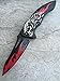 Dark Side Blades Double Anodized Flaming Skull Fantasy Hunting Tactical Collection Knife- Red