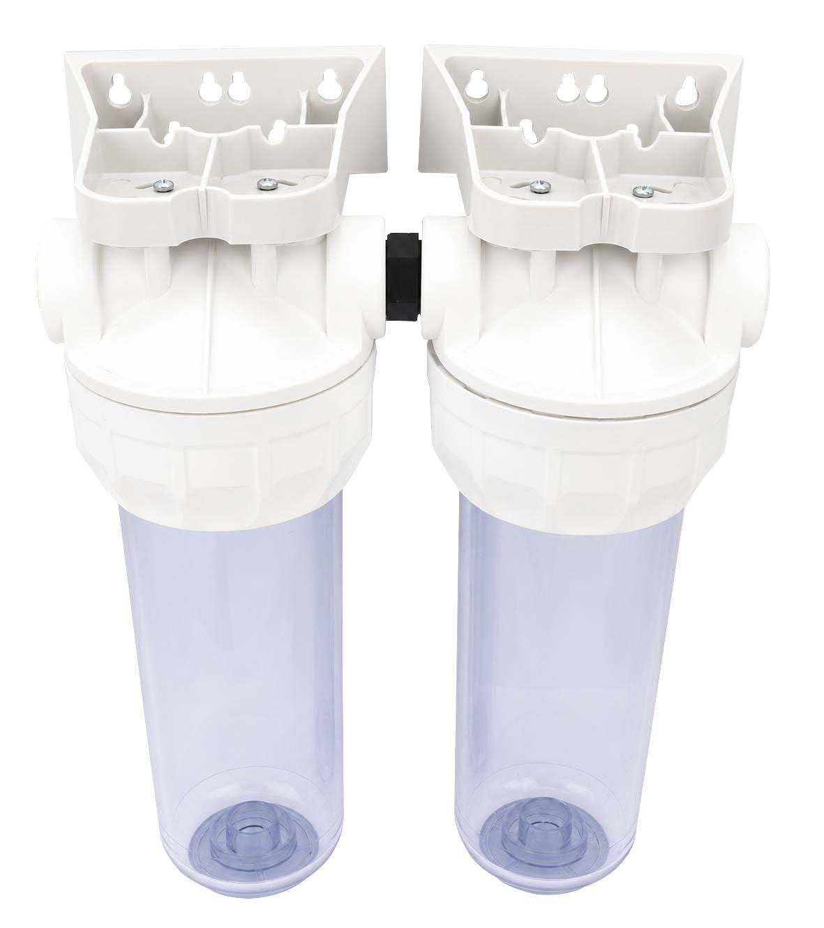 BOUTTÉ – Porte Filtre Double 10 Pouces avec Support et Clé Inclus – Station de Filtration d'Eau Domestique pour Cartouches Anti-Impuretés, Charbon Actif et Anti-Calcaire