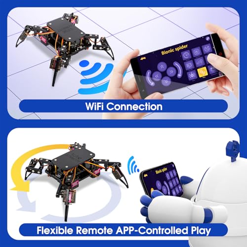 Image of STEM Toys Programmable Bionic Spider Robot Kit, Science Kit for Kids Age 8-12, Teens DIY Robotics Building Toy, Walking Crawling, App Remote Control, Boys Gift Girls Adults Birthday