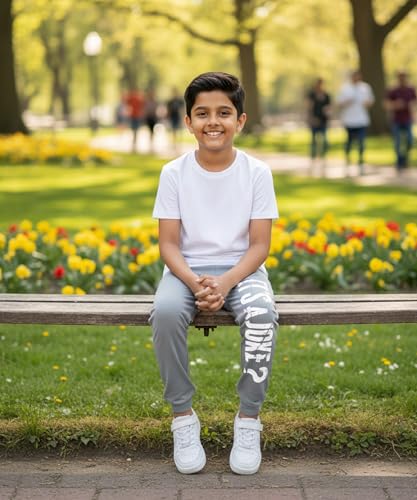 Image of KYDA KIDS 100% Cotton Track Pants for Boys | Premium Printed Soft Single Jersey Fabric | Elastic Waist Loose Fit Summer Full Length with Rib Hem (Pack of 3)