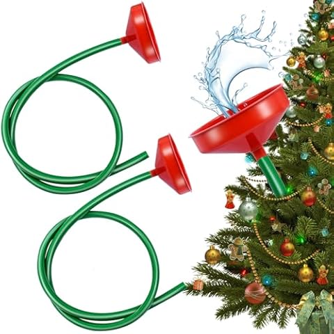 2 Sets Christmas Tree Watering Funnel, Wide Spout Christmas Tree Funnel Watering System with 59 Inch Green Long Hose Xmas Tree Watering Device Plant Watering Tool for Indoor Outdoor Plants Cover