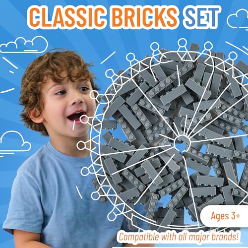 Image of Strictly Briks Classic Bricks Starter Kit, Gray, 144 Pieces, 1x4 Inches, Building Creative Play Set for Ages 3 and Up, 100% Compatible with All Major Brick Brands