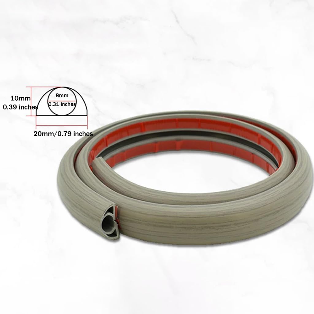 Cubrecables De Suelo De PVC Blando con Textura De Madera, Escondecables Flexible Cortable A Medida para Dormitorios, Autoadhesivo, Evita Riesgos De Tropiezos(Grey Texture,10M)