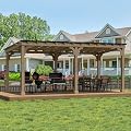 Yardenaler 10 x 20 FT Wooden Grill Gazebo with 5.5" Width Wood Posts, Sloping Metal Roof, Rainwater Drainage, BBQ Gazebo for Barbecue, Garden, Backyard, Light Mocha Brown