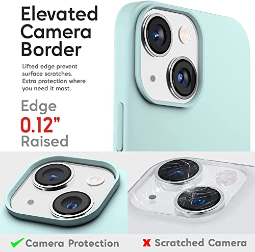 Image of Compatible with iPhone 14 Plus Silicone Case, Slim Shockproof Protective Cover, Drop Protection and Camera Protection, MagSafe Compatible, Soft Microfiber Lining Inside (Seafoam)