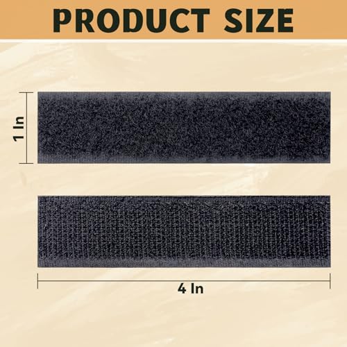Image of 58 Sets - 1x4 inch Square Hook and Loop Tapes, Fabrics Nylon, Black | Hook and Loop Strips with Adhesive, Self Sticky Double Sided Heavy Duty Strips for Home Office School and Crafting