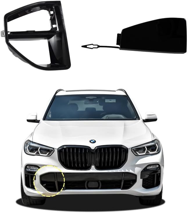 Car Front Bumper Tow Hook Cover Compatible with BMW X5 G05 M Sport M50i 2019 2020 2021 2022 Trailer Cover Cap with Base 51118092124 51118069237 Towing Eye Cap Right Passenger Side