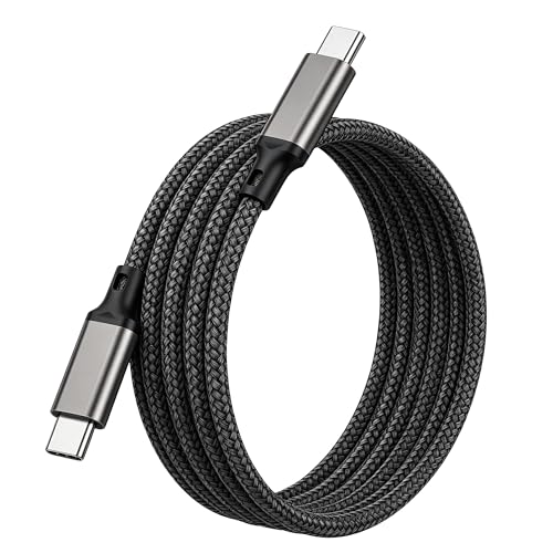 USB-C & USB-C ケーブル 2m LpoieJun【240W PD対応/USB 3.2 Gen 2x2-20Gbpsデータ転送】 8K@60Hz / 4K@240Hz 映像出力 E-Markerチップ搭載超高耐久ナイロン編み タイプC USB Type C ケーブルスマートフォン/タブレット/ゲーム機/ノートパソコンのタイプｃ機種に対応 (ガン色)