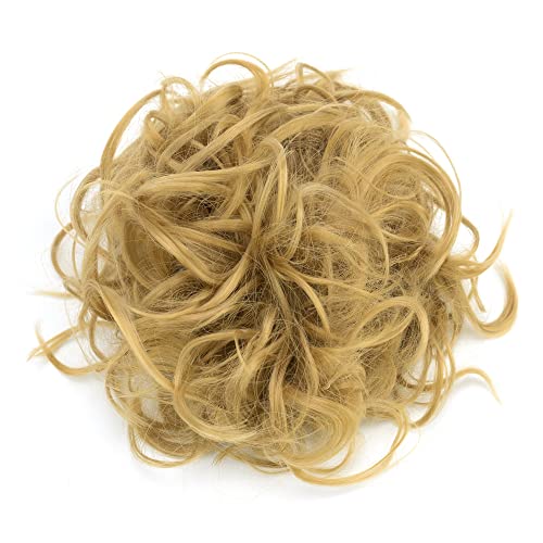 IMISSU Large Size Hairpiece Curly Messy Hair Bun Wrap Scrunchies Elastic Hair Band Donut Updo Chignon Hair Extension Piece for Women Girl (Ash Blonde) - Image 3