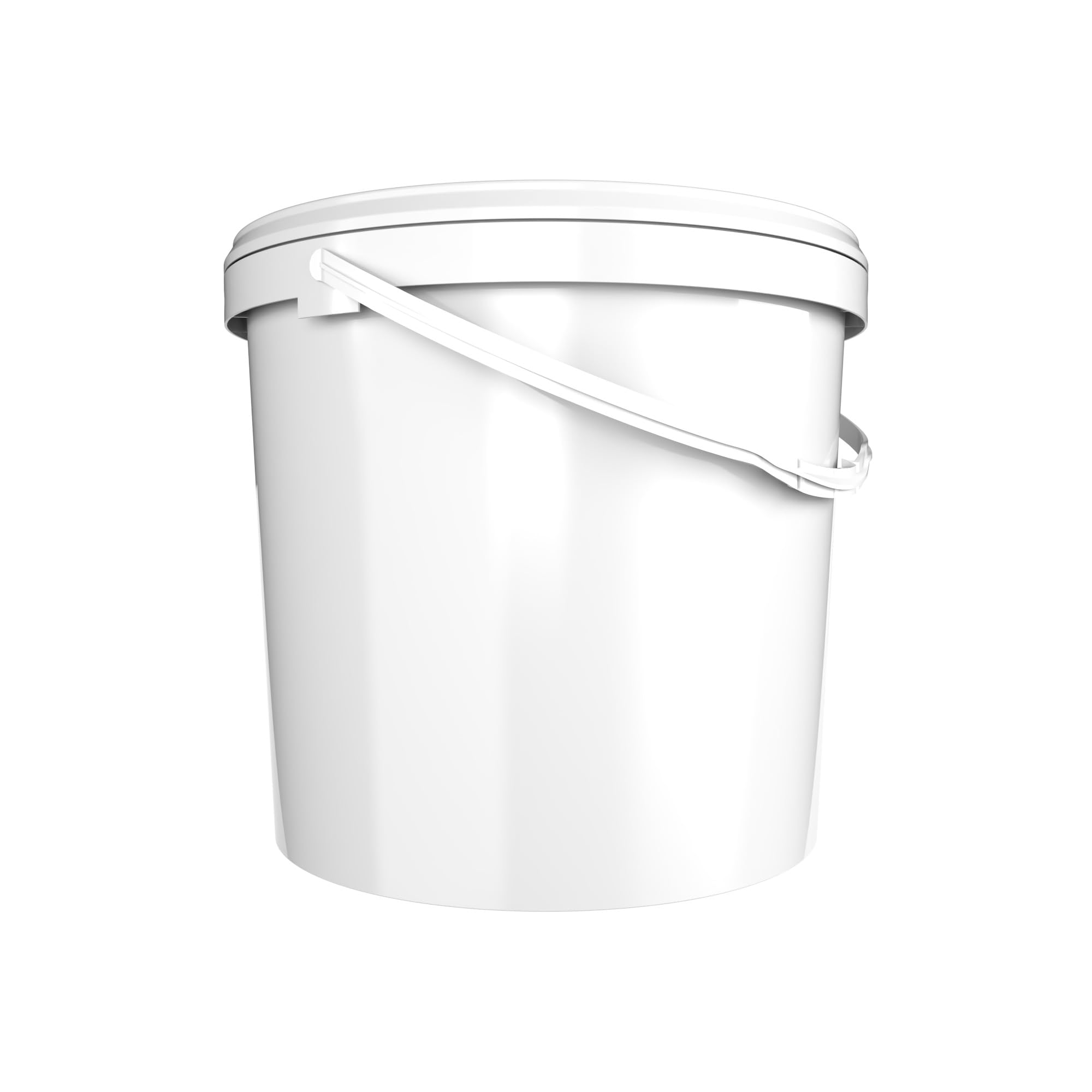20 Cubos con tapa de 10 l blanco redondo | Cubos de plástico aptos para alimentos, herméticos y estables | Cubos vacíos con asa y tapa adecuados para alimentos, productos químicos, detergente en polvo