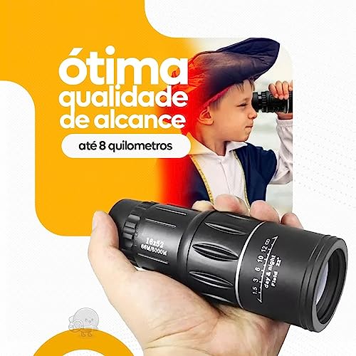 Monóculo Tático Profissional, Longo Alcance 16x52, Zoom De 60 Mts A 8Km, Lente HD Alta Definição, Di