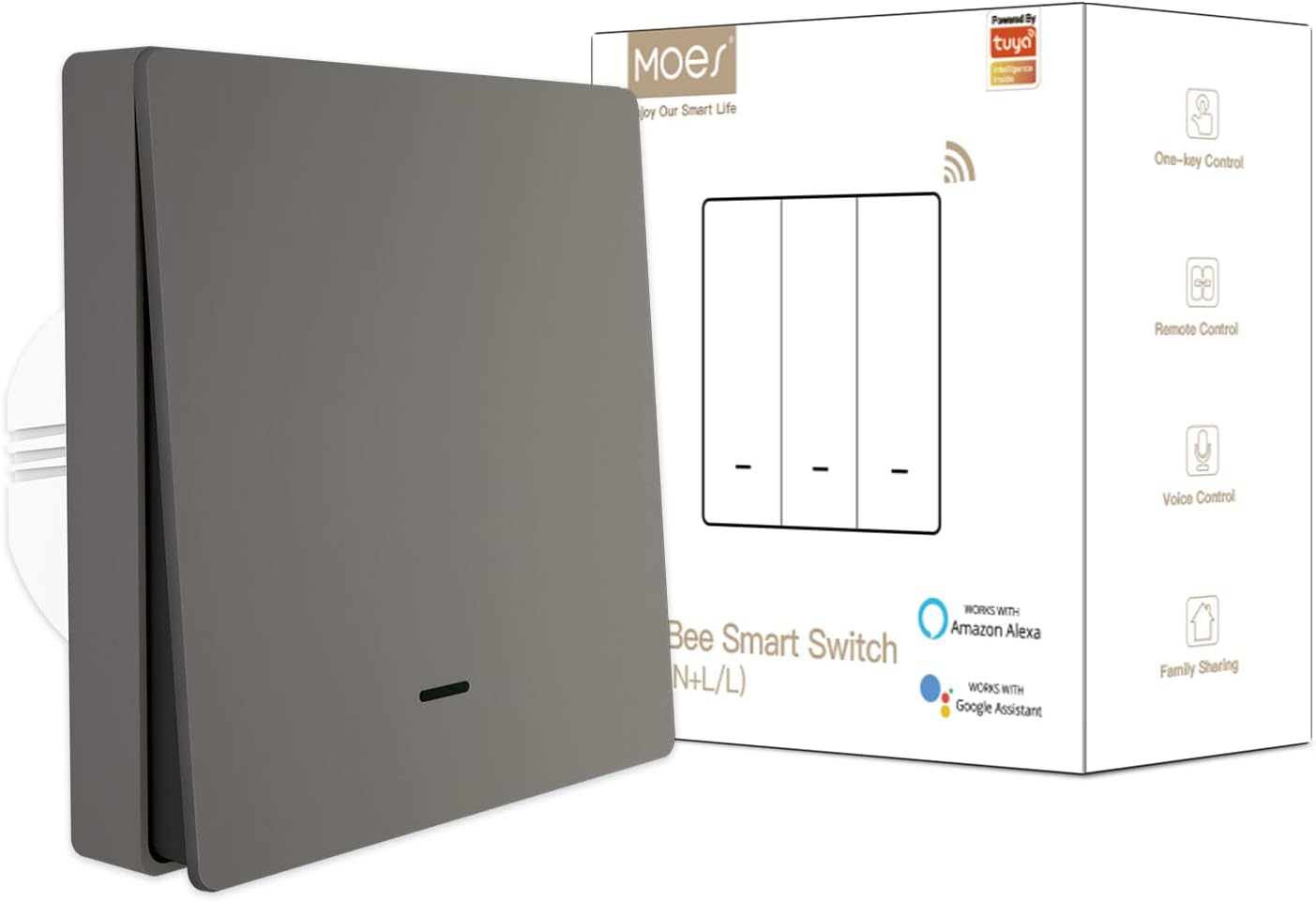 MOES ZigBee Smart Wall Light Switch No Neutral Wire Required, No