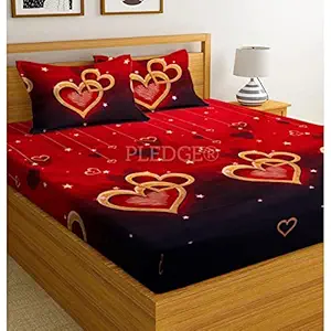 PLEDGE CREATIONS Glace Cotton 212 TC King Size Bedsheets for Double Bed with 2 Pillow Covers