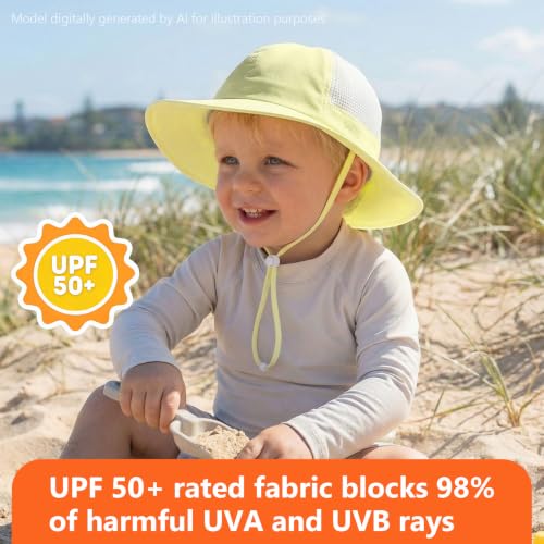 Image of BASSDASH Kids UPF 50+ Wide Brim Sun Hat for Summer Beach Outdoor