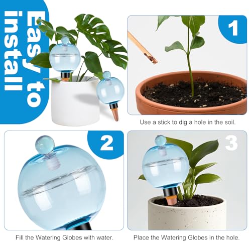 Ansberta 6 Pack Self Watering Globes 17oz Large Plant Watering Globes Top Fill, Self Water Planter Insert Indoor/Outdoor Plastic Water Bulbs Slow Release Terracotta for Plants, Blue by Ansberta - Image 3