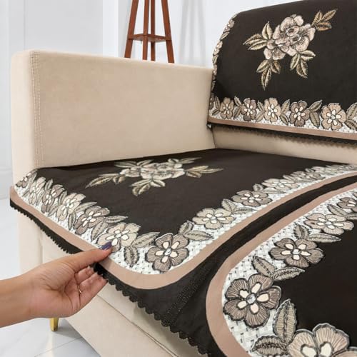 Image of Homerz Premium 'Luxe Series' Sofa Cover | Holland Velvet Fabric | Smooth Finish | Anti-Slip Fleece Backing Couch Protector (Royal, 2 Seater, Seat Cover with Backrest)