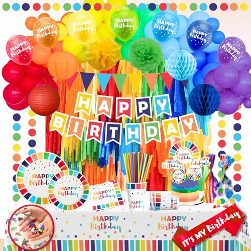 489 Pc Rainbow & Colorful Birthday Party Decorations Kit 25 Guests