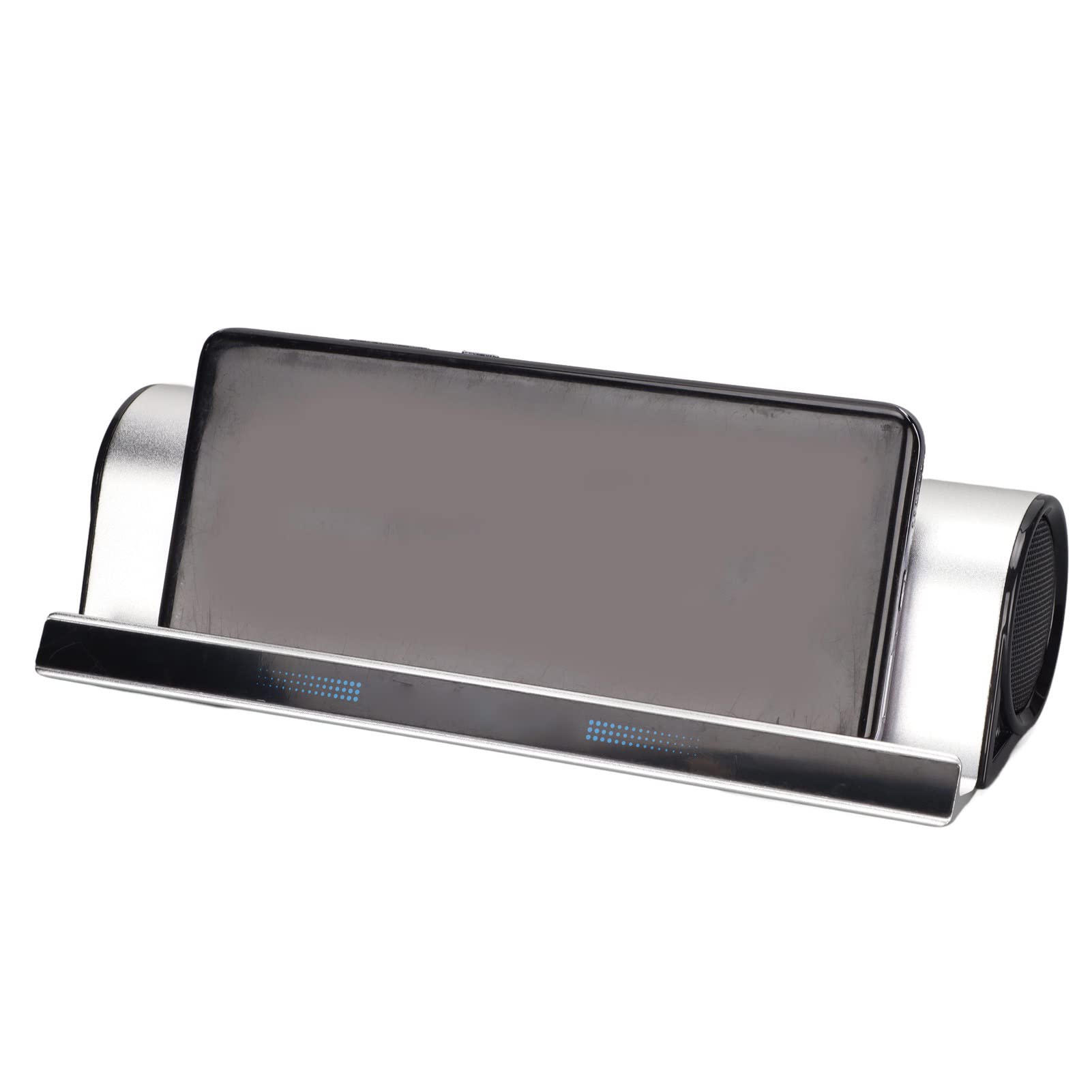 Altoparlante Bluetooth, 2 in 1, supporto per tablet e telefono, per scrivania, altoparlante stereo portatile, doppio driver, ricaricabile, elegante supporto per tablet, soundbar per la casa
