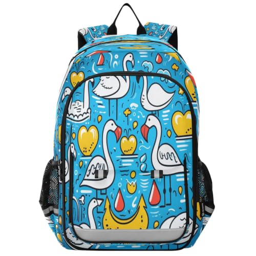 Sac à dos flamants roses bleu au design doodle ultra léger
