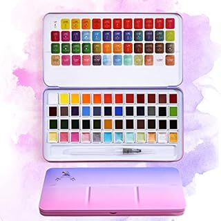 MeiLiang Watercolor Paint Set, 48 Vivid Colors Incl 12 Metallic Glitter Solid Colors in Pocket Box and Watercolor Brush, Perfect as Art Gift, Suitable for Beginners, Professional