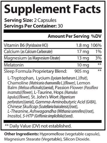 Hybrid Nutraceuticals HypoSleep with10mg Melatonin, 905mg Sleep Plus Formula for Adults - Support Sleep & Relaxation, 5 HTP Supplement, Nighttime Sleep Aid - 60 Capsules - Thumbnail 7