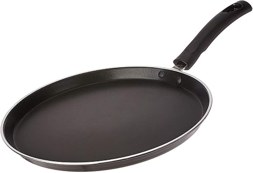 Pigeon Nonstick Handheld Crepe Pan - 27cm 10.5 inches PFOA Free, Scratch Resistant Coating with 4mm Premium Thick Base Tawa - For pancakes, crepes, rotis, dosas, uttapams and more Black