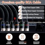 Elite Audio Seria Premium 5.2 m 6-kanałowy samochodowy kabel audio RCA, podwójnie ekranowany, beztlenowy miedź, kabel audio redukujący hałas do wzmacniaczy, subwooferów, głośników i procesorów -