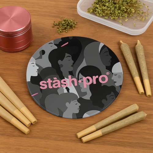 Image of Stash-Pro Toughened Glass Round Crushing & Mixing Tray (Unity Faces Black)