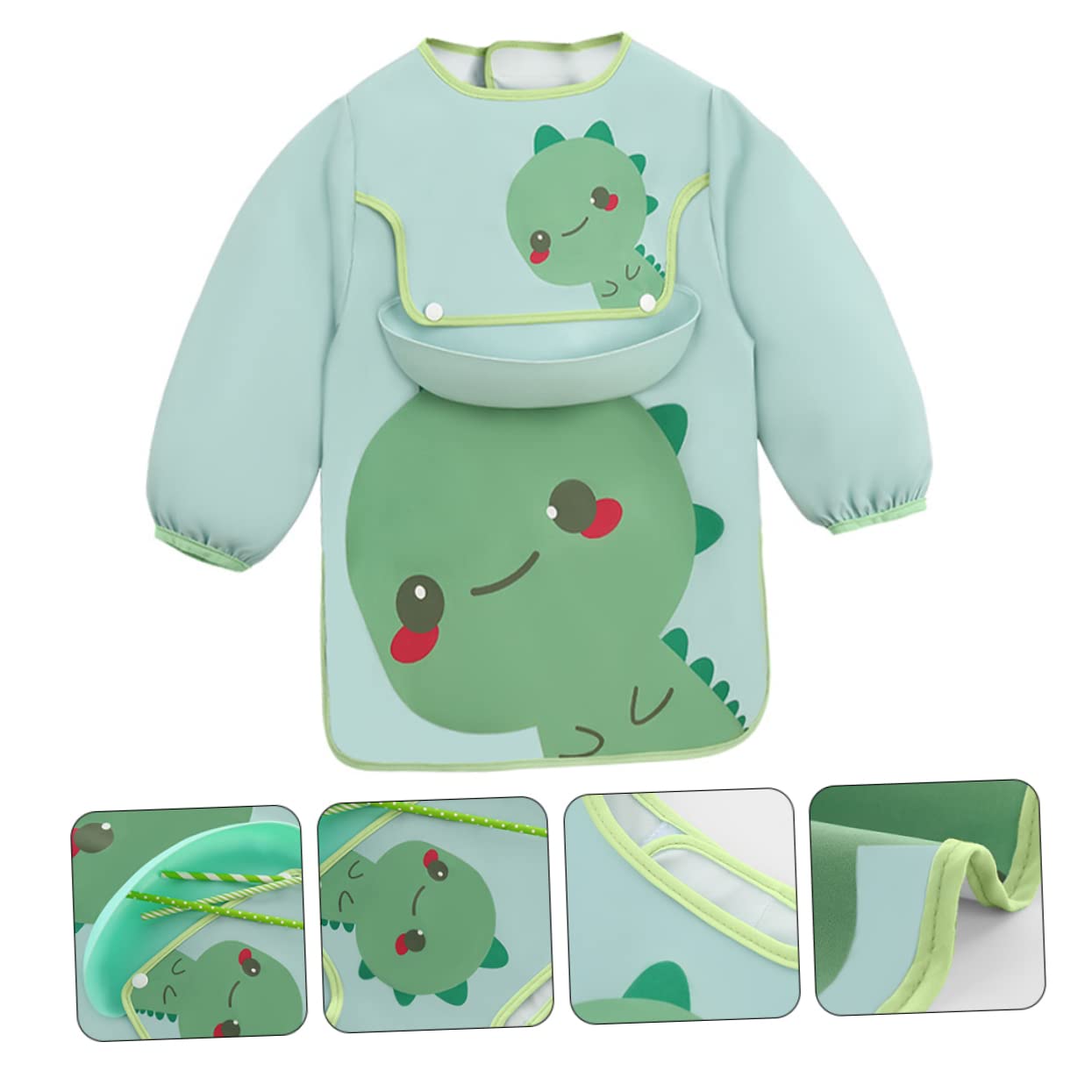 KOMBIUDA 2 Stücke Infant Smock Bib Große Tasche Cartoon Design Aquarell Leicht Zu Reinigen Für Babys