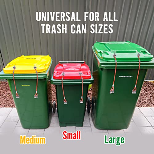2 Piece Trash Can Lid Locks | Keep Garbage Can Secure & Animal Proof | Heavy Duty Unbreakable Steel Construction | Universal Fit For Outdoor Waste Bins #TOP6