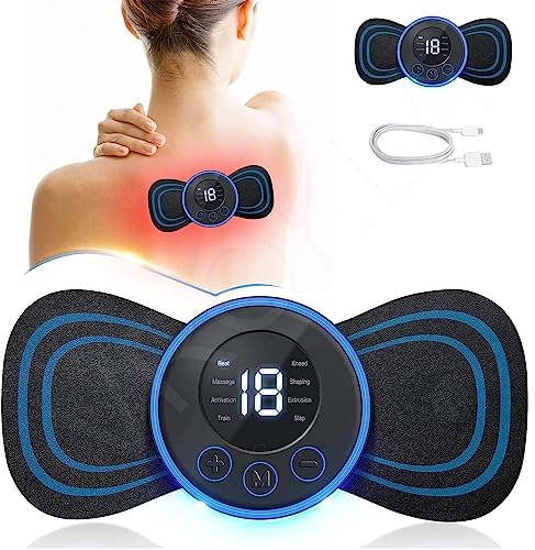 Body Massager Machine for Pain Relief Wireless Vibrating Massager 8 Mode & 19 Strength Level EMS Massager Mini Massager Butterfly Massager for Shoulder Legs Massage Neck Massager Back Massager