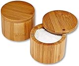 Medidas: 6,35 x 8,9 cm Home Intuition - Caja de especias de bambú para sal y pimienta con tapa giratoria magnética, 2 unidades (2 unidades)