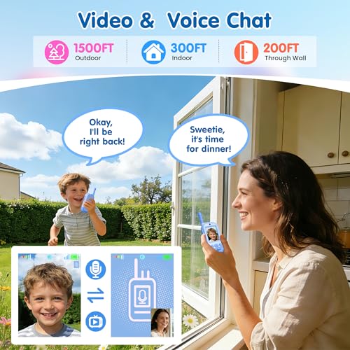 Walkie Talkies for Kids-2 Pack, Kids Video Walkies Talkies with Voice Changer & Sticker Effect, Rechargeable Video Call Indoor Toys for Outdoor Camping, Hiking, Birthday Gift for Boys Girls Ages 3-12 — view 4