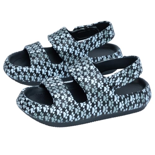 Paw Print Pillow Slingback Sandals Adjustable Velcro EVA Sole Quick Dry Water Friendly Walking Shoes for Women Casual Summer