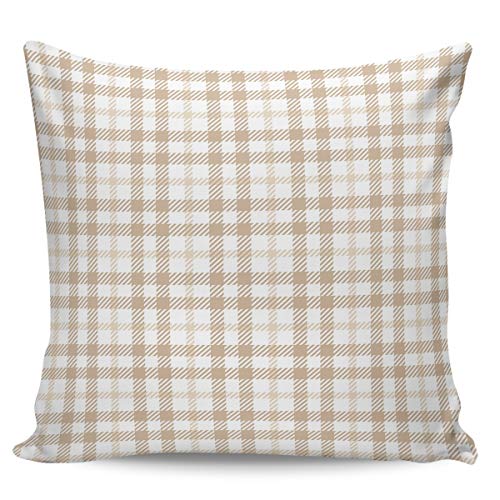 Brown Beige Plaid Throw Pillow Covers Geometric Square Square Cushion