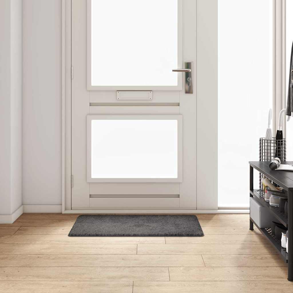 Alfombra de pasillo gris, 50 x 100 cm, 100% polipropileno, antideslizante, fácil de limpiar, para pasillo, salón, dormitorio, con superficie suave y decoración moderna y versátil