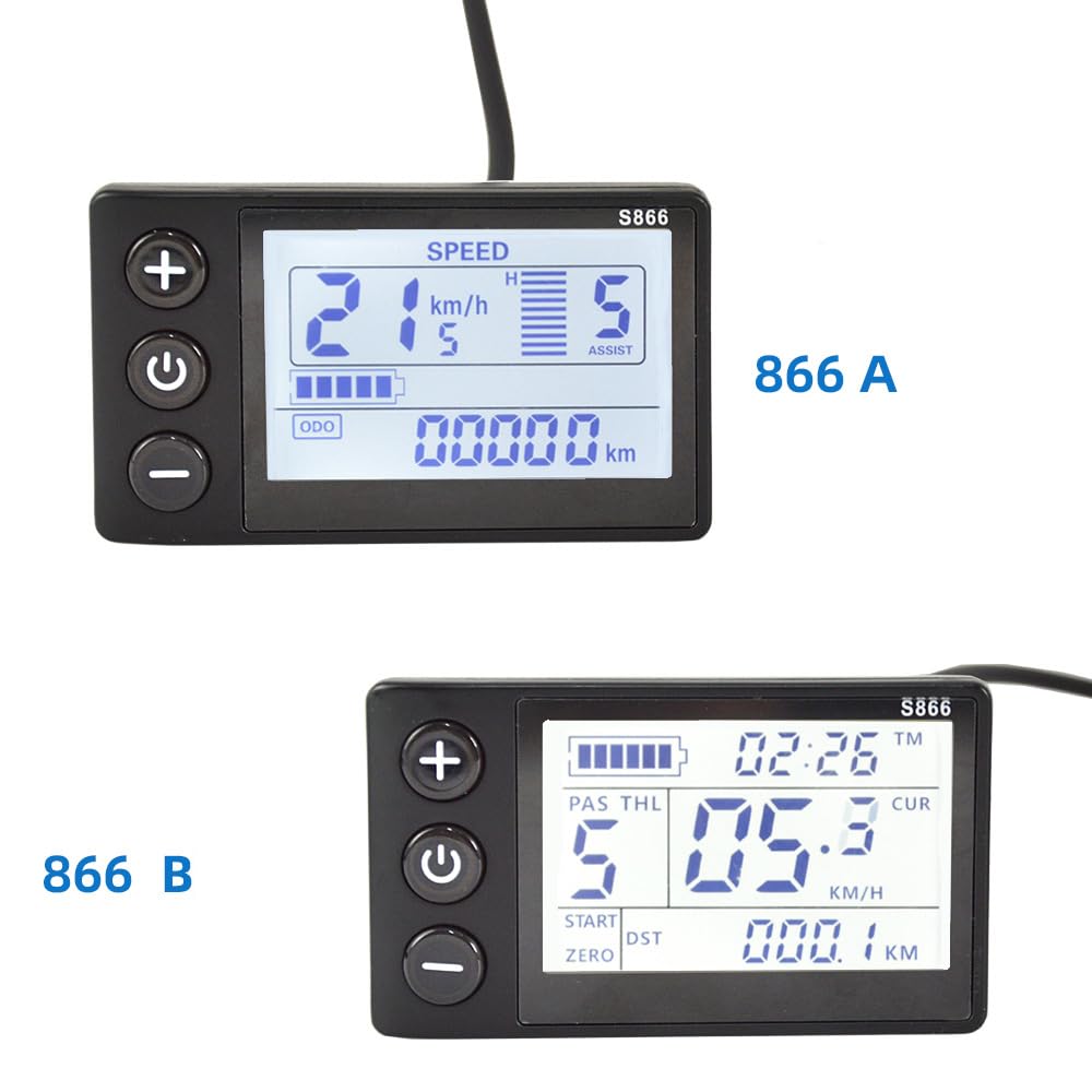 Amebee E-Bike LCD Display Control Panel Meter for Electric Bike Computer Suitable for E-Bike Scooter Modification Upgrade Lithium Battery Ebike Modification LCD-S866 (Type B,7-Core SM Plug)