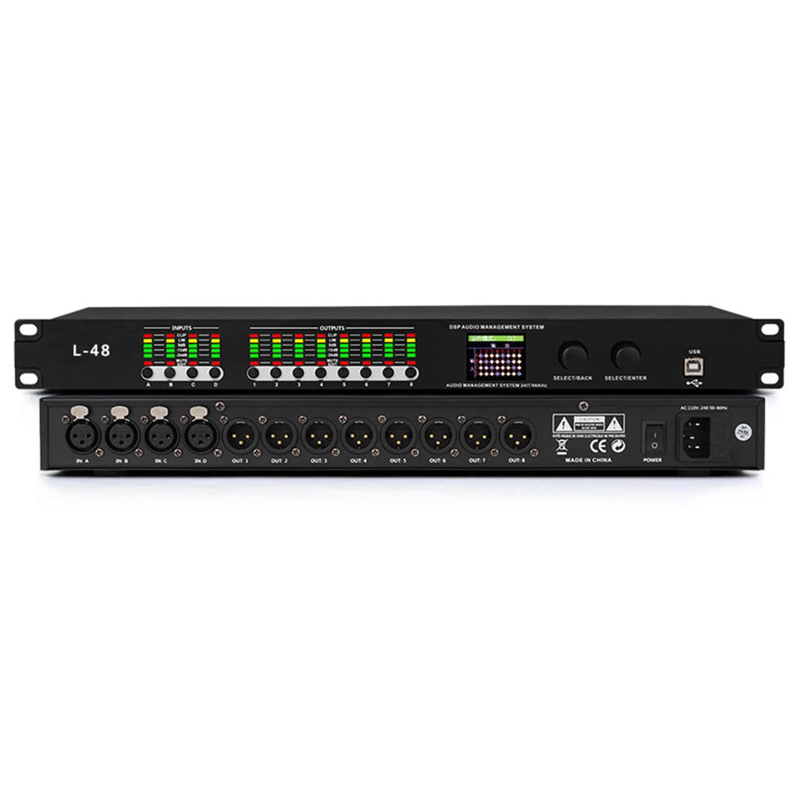 Procesador de audio digital, efecto karaoke de 32 bits, pantalla LCD, 16 modos prealmacenados, compatible con todos los micrófonos, escenario de rendimiento y reverberador de conferencias