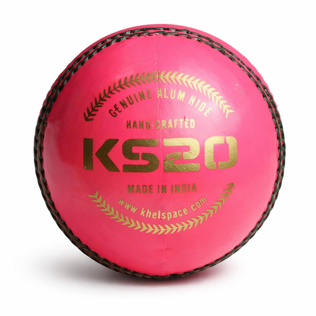 KS-20 Pink Leather Cricket Ball - Hand-Stitched for Match Play and Training, Premium Durability-picture-13