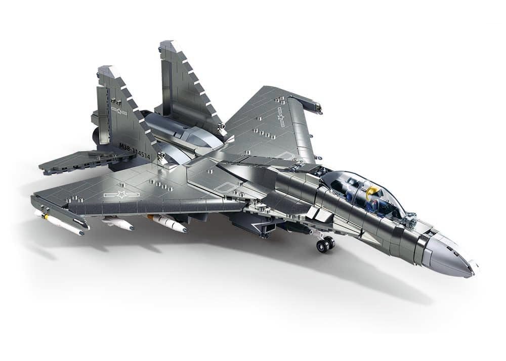 Sluban M38-B1273 - Getto militare da combattimento con 2 personaggi pilota e bonus a coccodrillo, colore grigio, 48,3 cm