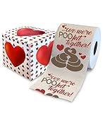 Printed TP 'Coz We're POO-fect Together Printed Toilet Paper Gag Gift - Funny Toilet Paper Roll for Valentines, Bathroom Decor, Romantic Novelty Valentines Day Gift for Him or Her - 500 Sheets