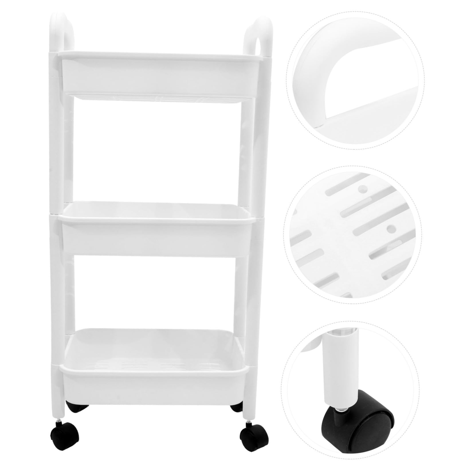 NOLITOY Carrello Portaoggetti Multiuso Bianco a 3 Ripiani, in PP, Portatile e Robusto, per Ufficio e Bagno, per Spazi Stretti
