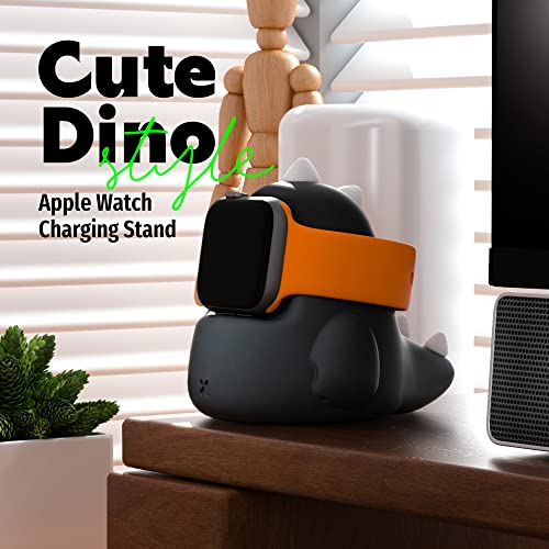 ELETIUO Charger Stand Compatible with Apple Watch Series Ultra2/Ultra/10/9/8/SE2/7/6/SE/5/4/3/2/1 (49/46/45/44/42/41/40/38mm),Dinosaur iWatch Charging Dock,Supports Nightstand Mode,Black